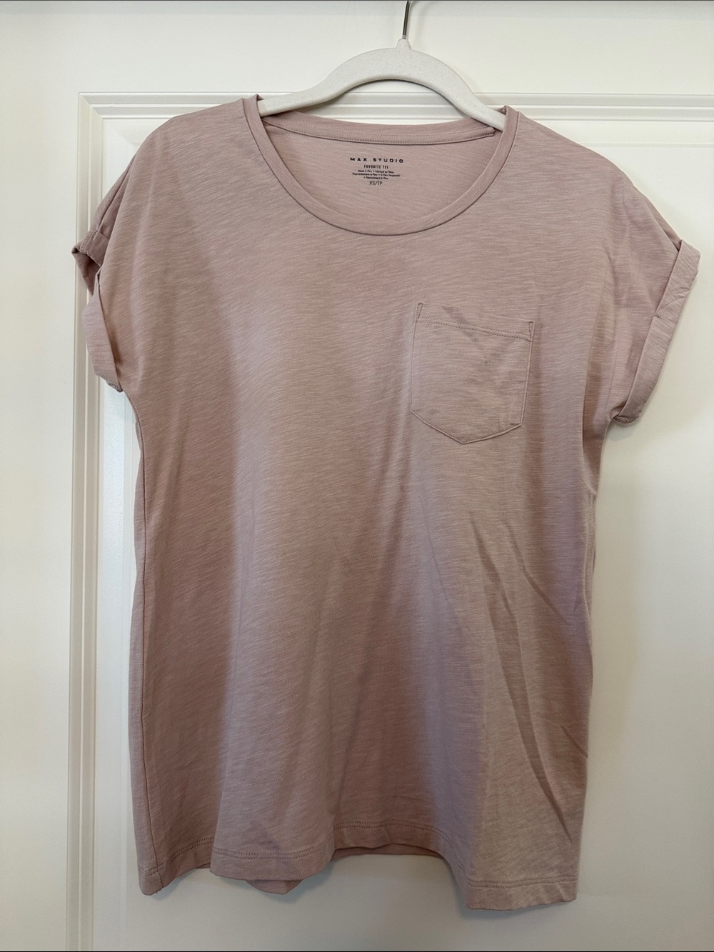 Max Studio Blush Pocket Tee - Short Sleeve Women's Top